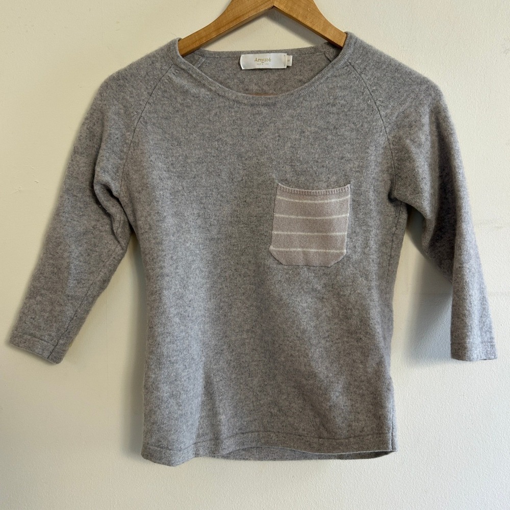 Amuse Cashmere Pocket Sweater Grey 100% Cashmere Minimalist S